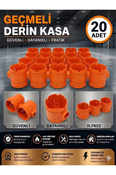 HaMiVu 20 ADET Derin Geçmeli Kasa Kapaksız Sıva Altı Priz Ve Anahtar İçin Tur...