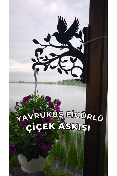 Metalciklerim Metal Saksı Askılığı - Yavrukuş Figürlü Duvar Tipi Dekoratif Çi...