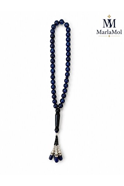 MarlaMol Blue Squeeze Amber Prayer Beads