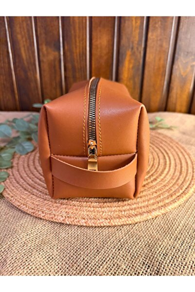 ATÖLYE ZÜMRA Thick Vegan Leather Organizer Makeup Bag Travel Bag Multi-Purpos...