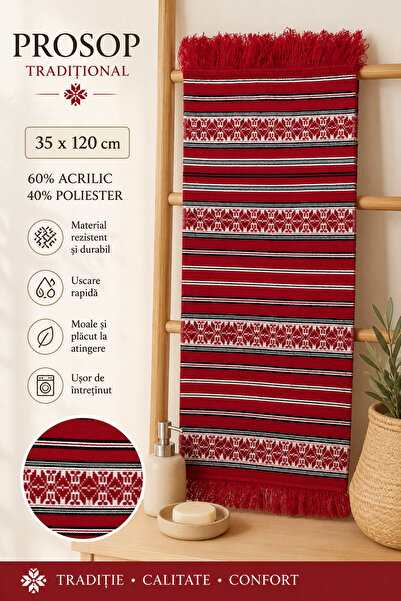 OEM Prosop traditional, artizanal , tesut 35 x 120cm cu franjuri