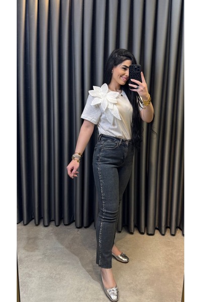 Nisam بنطلون جينز موم فيت من ستون سترينج