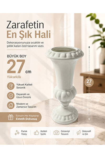 Velorahomee Modern Dekoratif Seramik Vazo 27 cm Büyük Boy