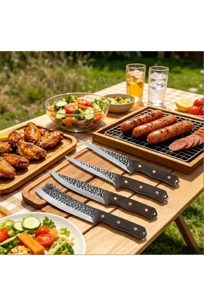 OSOOKE 4-Piece Professional Kitchen Knife Set, Hammered Sharp Blades for Meat...