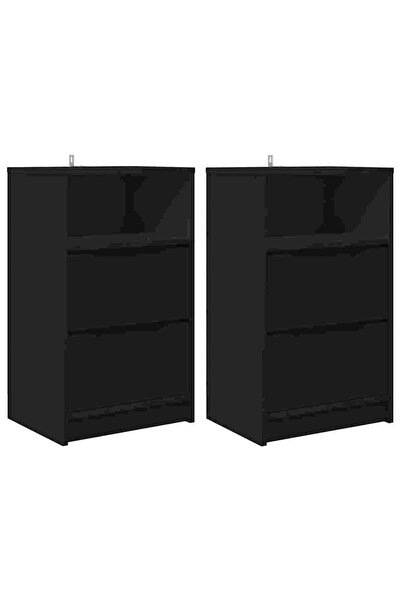 vidaxl Mese de noptieră 2 pcs Negru 40 x 30 x 467 cm Lemn compozit