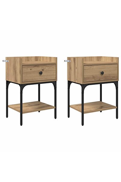 vidaxl Noptieră 2 pcs Stejar Artizanal 40 x 29 x 60 cm Lemn compozit