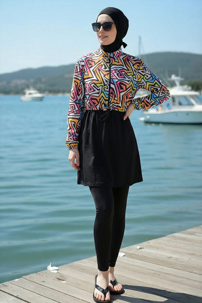 armonika Set de 3 piese cu jachetă crop, talie elastică, costum de baie burki...
