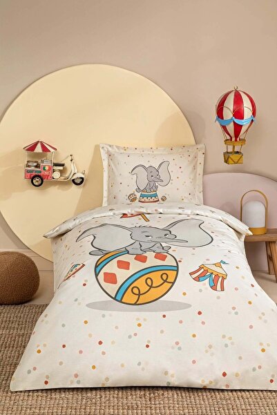 Özdilek Ranforce Licensed Baby Crib Bedding Set-Dumbo Circus Beige