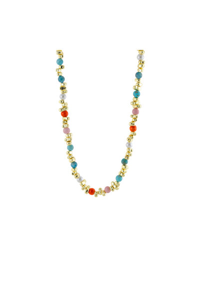 Loisir Colier placat cu aur de 18k cu agate multicolore.