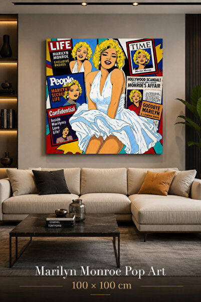 Marilyn Monroe Pop Art El Yapımı Duvar Tablosu 100x100 cm