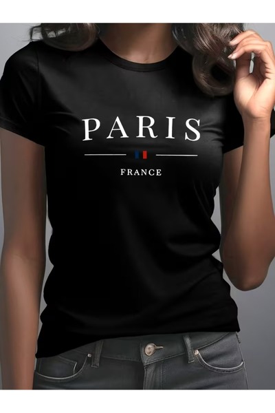 puolikuu Tricou unisex cu croială confortabilă, cu panglică și imprimeu dublu