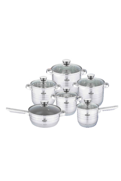 Bohmann 12-piece pot set with lids Bohmann, 9-layer bottom, granite pan, indu...