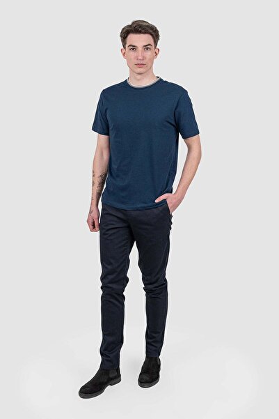 Bakers Tricou bărbătesc din bumbac, croială regulară, cu guler rotund, albastru marin - L