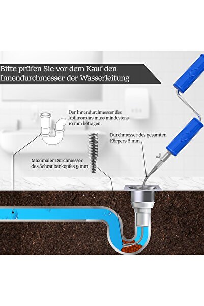 Other Spirală de curățare țevi GYHMTOO, diametru 6mm, desfundător de scurgeri cu adaptoare electrice și manuale (lungime 3m)