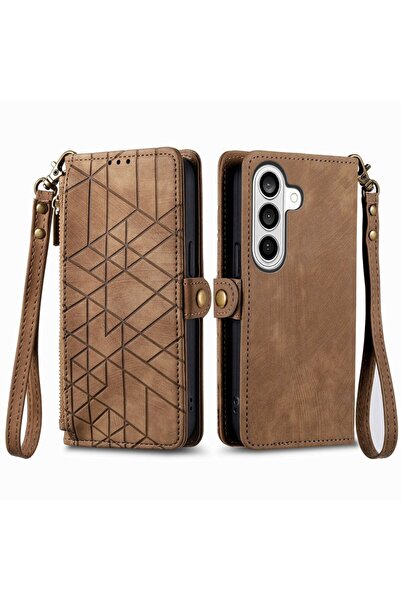 sscase Geometry Zipper Θήκη Πορτοφόλι Brown (Samsung Galaxy S26 Plus 5G)