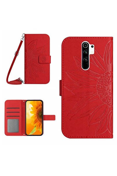 sscase Sun Flower Θήκη Πορτοφόλι με Λουράκι Red (Xiaomi Redmi Note 8 Pro)