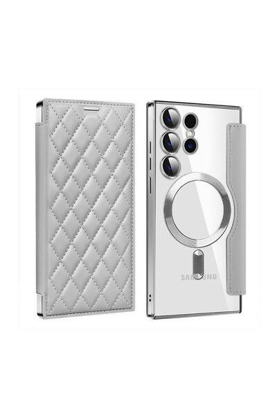 sscase Puff Rhombus MagSafe Θήκη Βιβλίο Titanium Grey (Samsung Galaxy S25 Ult...