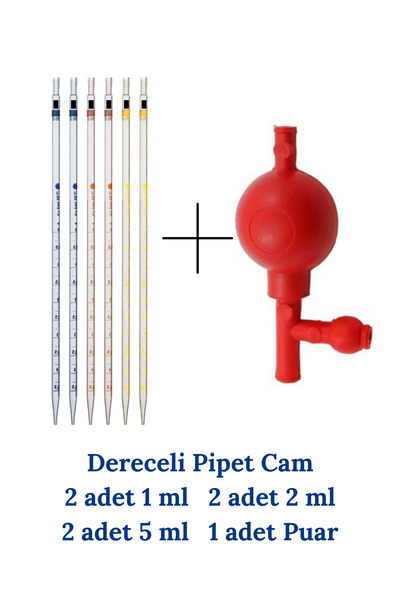 Mr. Crowley Cam Dereceli Pipet 1ml 2 adet, 2ml 2 adet, 5ml 2 adet, 1 adet pua...