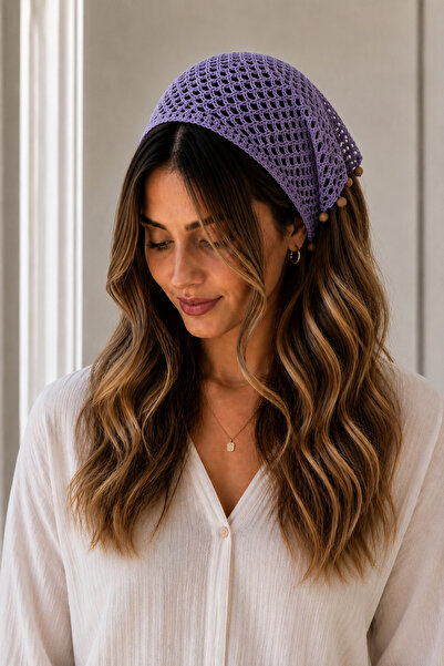 MAVEA Knitted Beaded Hair Bandana