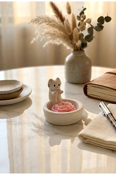 EL YAPIMI Kedi tealight mumluk