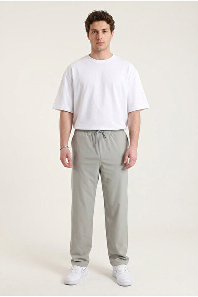 ELAFRO Men's Gray Loose Fit Parachute Double Pocket Trousers