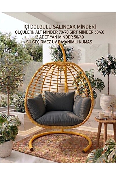 MADAMİNCİ TEK KİŞİLİK SALINCAK MİNDERİ İÇİ DOLGULU SU GEÇİRMEZ OUTDOOR KUMAŞ ...