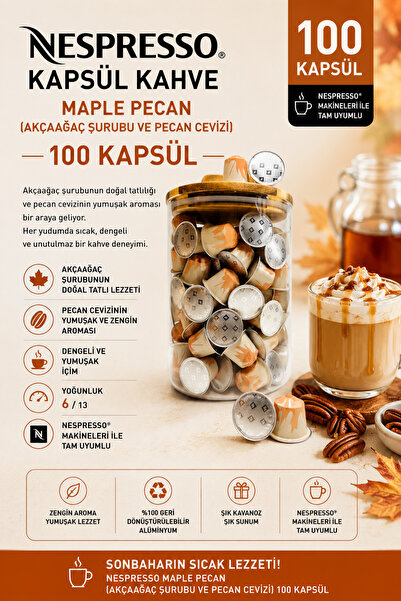 Nespresso Kapsül Kahve Maple Pecan 100 Kapsül + Kutu Hediyeli