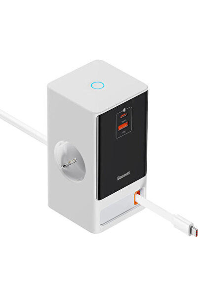 Baseus Βάση Φόρτισης GaN και Καλώδιο USB-C 65W σε λευκό χρώμα (PSLR000602)