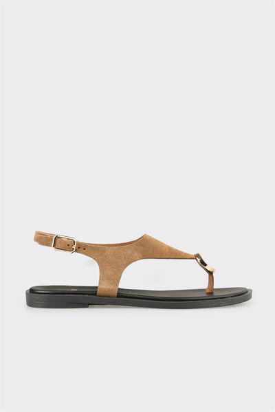 Elle Shoes Vizon Deri Kadın Sandalet