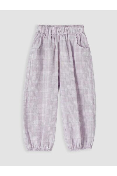 LC Waikiki LCW Kids Beli Lastikli Kız Çocuk Kareli Pantolon