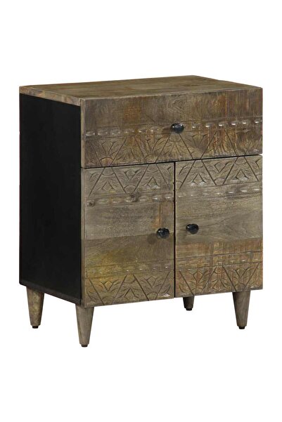 vidaxl Noptiera gri deschis 50x33x60 cm lemn masiv de mango