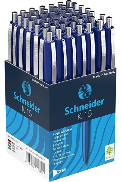 SCHNEIDER قلم حبر جاف نوفوس K15 بمشبك فولاذي، 50 قطعة، أزرق