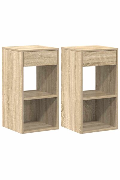 vidaxl Noptiere cu sertar 2 buc. Stejar Sonoma 35x34x66,5 cm