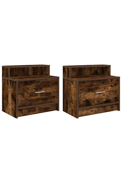 vidaxl Noptiere cu sertar 2 buc stejar afumat 51x31x47 cm