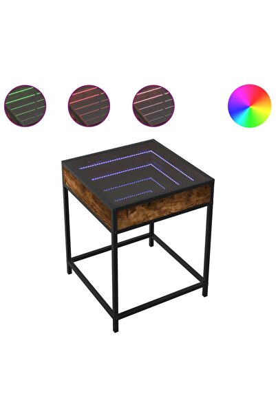 vidaxl Noptieră cu LED infinity, stejar fumuriu, 40x40x51 cm