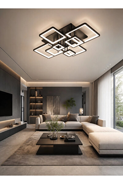 Generic 8 pieces of square acrylic ceiling lamps - black, suitable for modern...