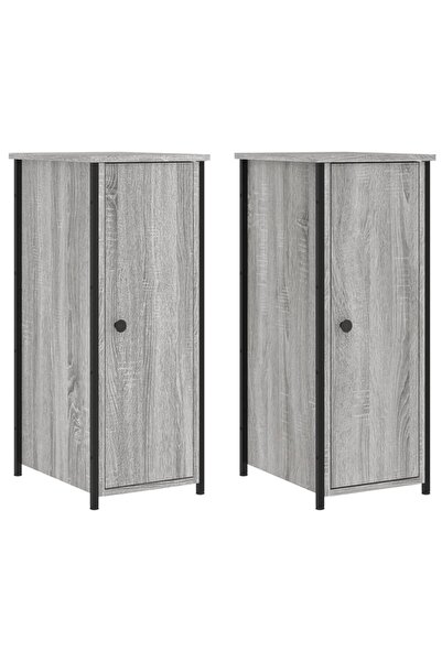 vidaxl Noptiere, 2 buc., gri sonoma, 32x42x80 cm, lemn compozit