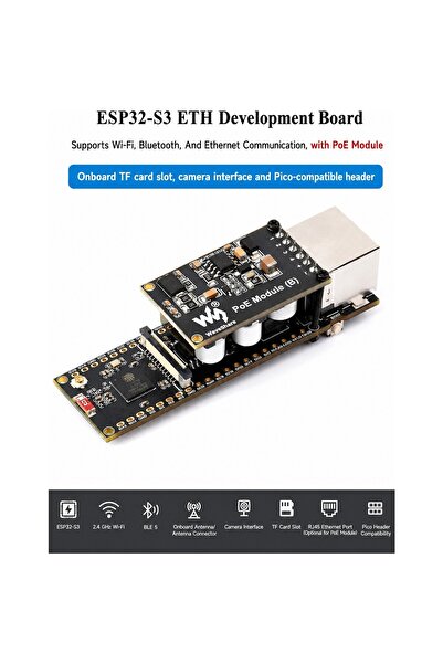 OEM Waveshare ESP32-S3-POE-ETH Ethernet Geliştirme Kartı - Wi-Fi ve Bluetooth...