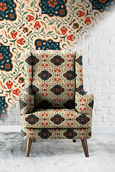 Vagonik Ethnic Turkish Motifs-6 Digital Printed Upholstery Sofa Fabric, Good ...