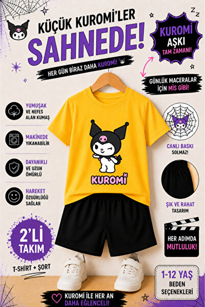 OVERMAX Kuromi Dream Mood Look Kids' Set – T-Shirt & Shorts 2-Piece Combinati...