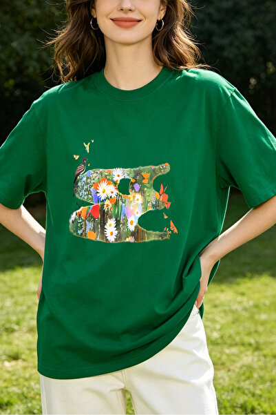 Fleck Womens T Shirts Floral Garden Print Oversized Casual Style