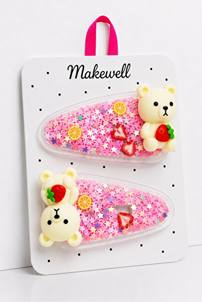 MakeWell 2-Piece Children's Snap Hair Clips with Teddy Bear Figures – Purple ...