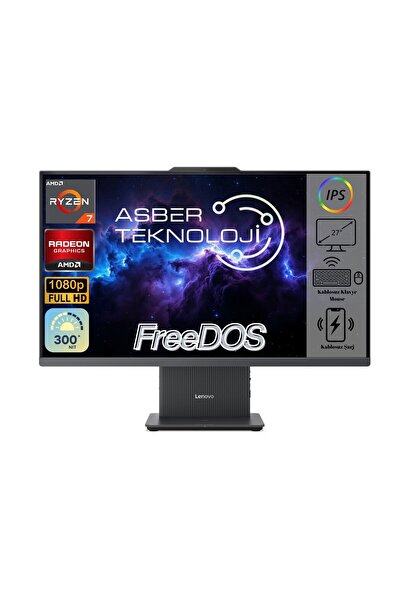 LENOVO Ideacentre 3 Siyah 27ARR9 Ryzen 7 7735HS 8GB DDR5 256GB SSD 27" FHD Fr...