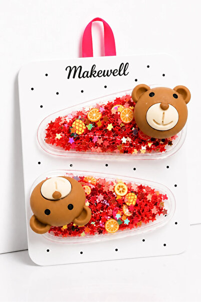 MakeWell 2-Piece Children's Snap Hair Clips with Teddy Bear Figures – Transpa...