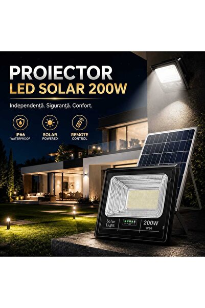 Jortan Proiector Solar LED cu Panou Solar și Telecomandă, Jortan, IP66, Auton...