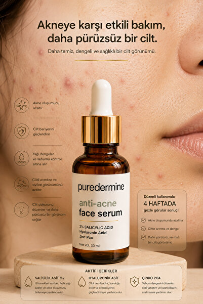 Puredermine Serena Anti-Acne Face Serum ile akne oluşumuna karşı etkili bakım...