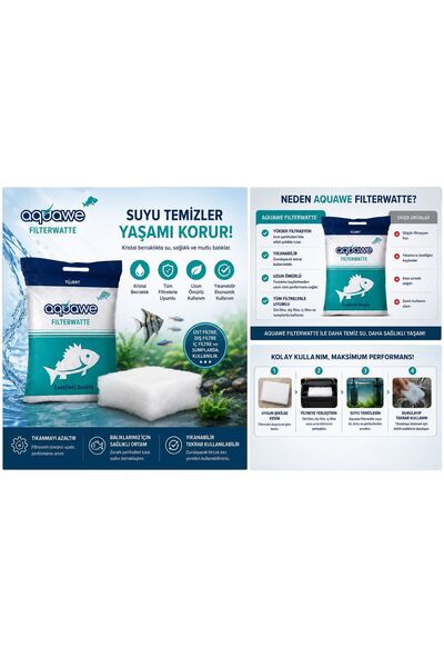 Filterwatte Akvaryum Filtre Elyafı – Kristal Berraklık ve Güçlü Filtrasyon 200*20 Cm
