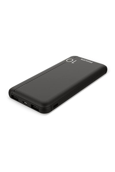 Philips DLP1810CB/GRS Power Bank 10.000 mAh – 2×USB-A & USB-C, Slim, Μαύρο