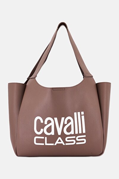 Cavalli Class Women Arianna Brand Logo Tote Bag, Taupe