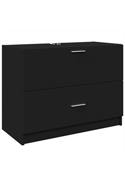 vidaxl Sink cabinet, black, 78x37x59 cm, engineered wood